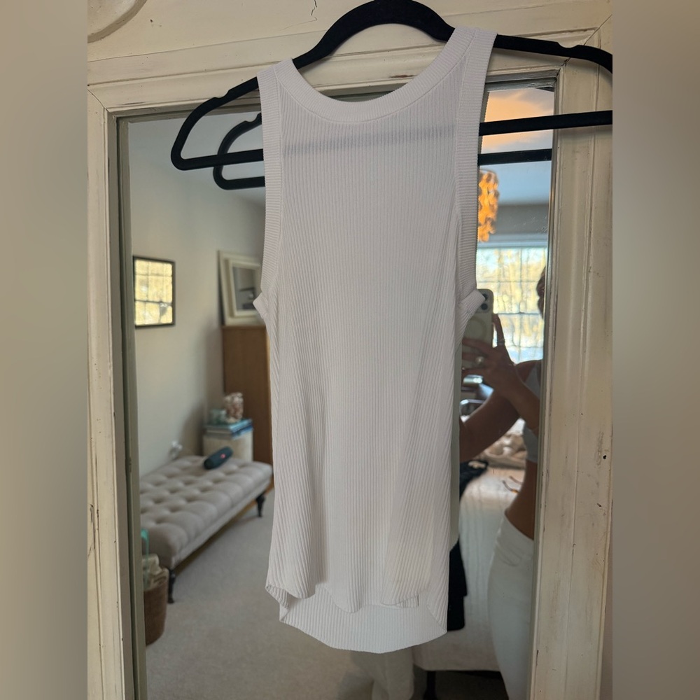 Zara Cream Ribbed Sleeveless Top